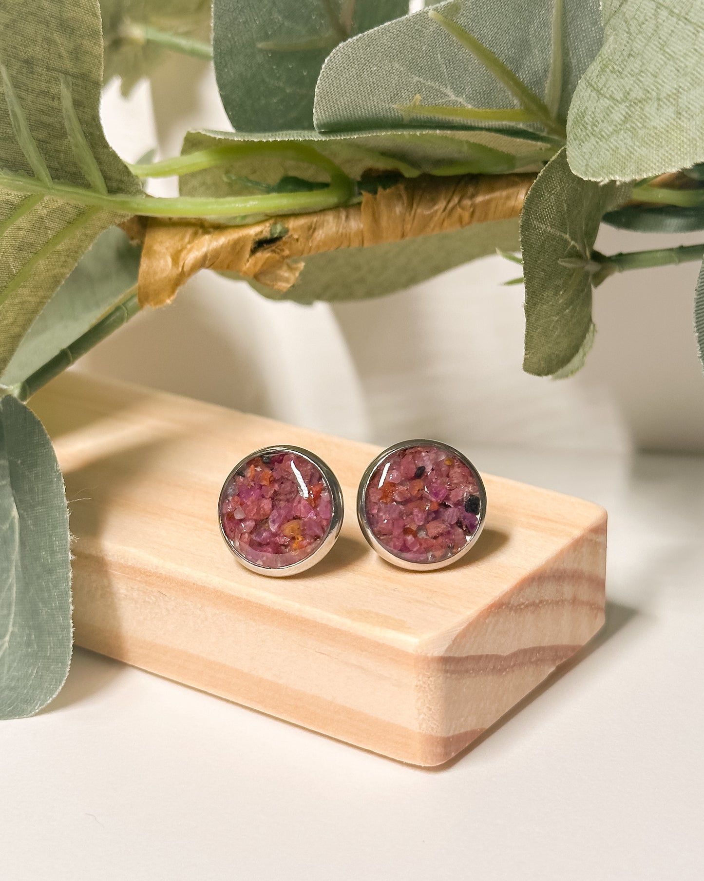 READY TO SHIP Circle Studs - Ruby